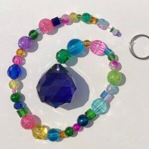 Beaded Suncatcher Various Colors Purple Blue Prism Hanging Patio Decor Yard Art